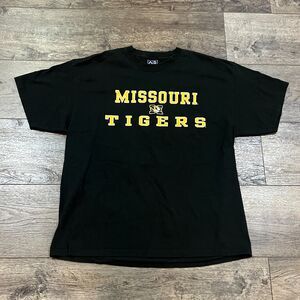 Vintage Y2K AS Sports Missouri Tigers Mizzou Black Boxy Tee Shirt - Men's XL